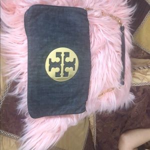 Denim Tory Burch clutch/shoulder bag
